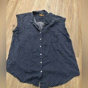 XL Navy Blue with white dots top